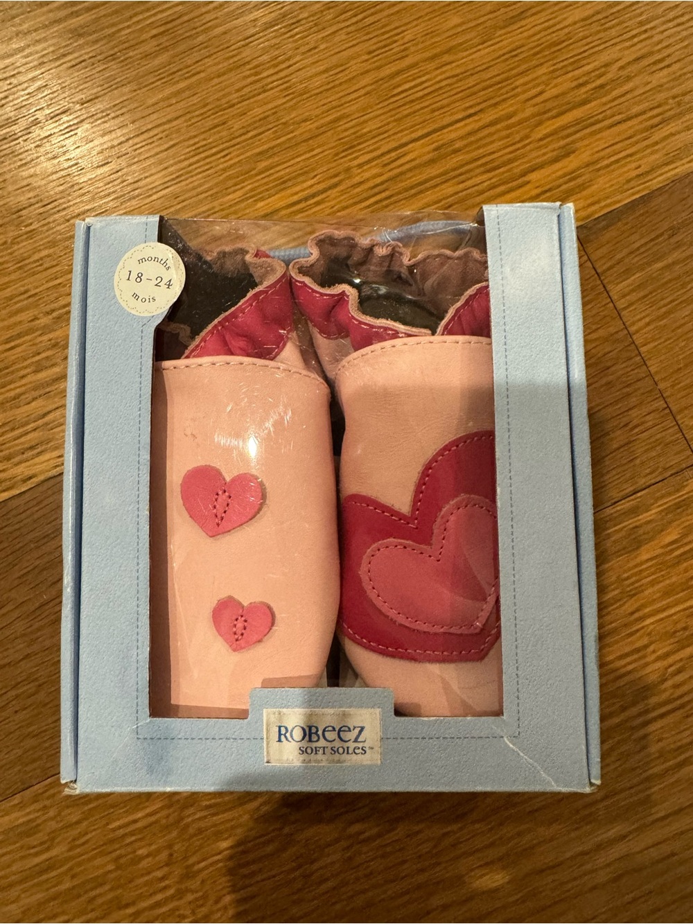 Robeez Pink and Dark Pink Heart Soft Soles Baby Moccasins